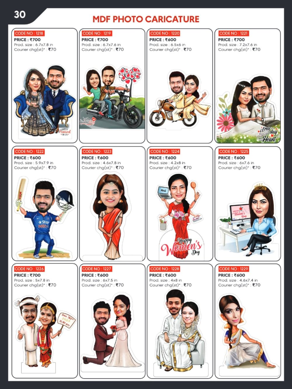 Caricatures catalogue page